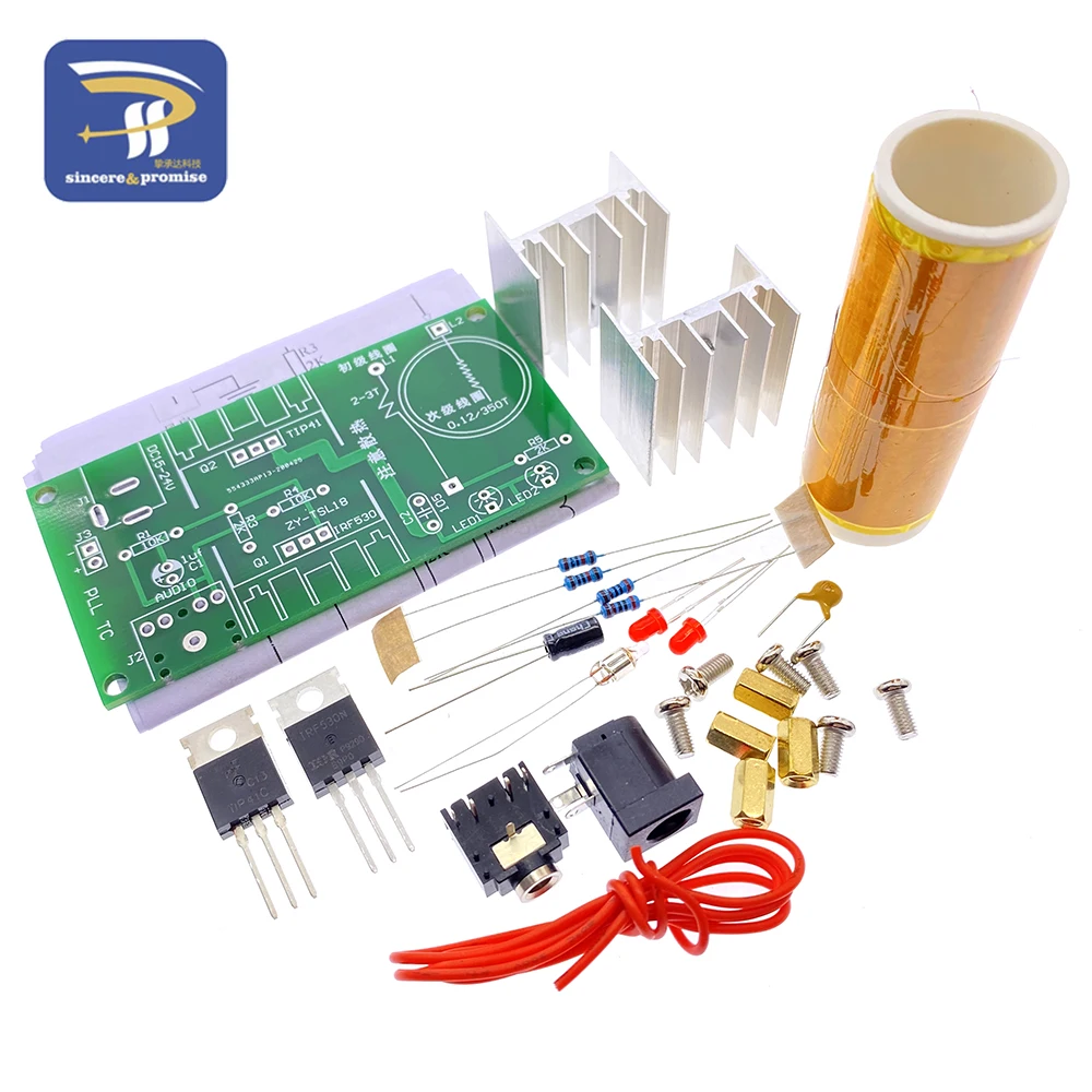 Tesla Coil DIY Electronic Kit Parts Production Magic Props 15W MINI Music Loudspeaker Production 3.5mm Socket DC 15-24V 2A