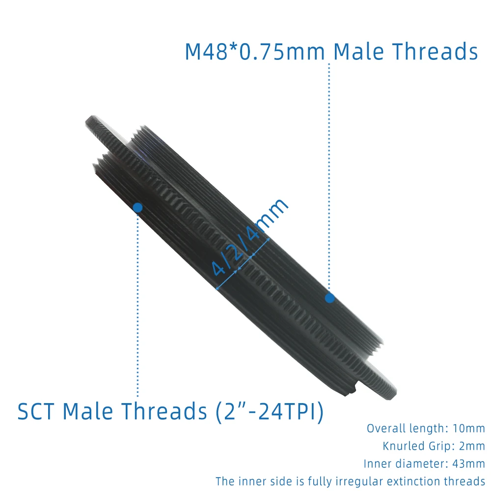 EYSDON M48 Male to SCT Male Threads T-Ring Adapter M48*0.75mm Transform to 2