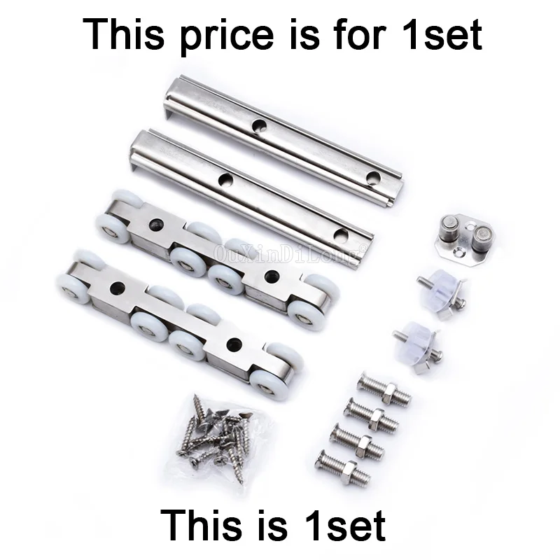 Brand New 1Set Stainless Steel Sliding Door Rollers Pulleys Hanging Wheels Silent Bearing 8 Wheels Loading 120KG for one Door