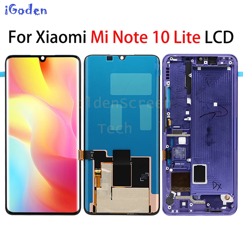 Super AMOLED For Xiaomi Mi Note 10 Lite Display Screen Lcd Display+Touch Screen For Mi Note 10 Lite M2002F4LG M1910F4G LCD