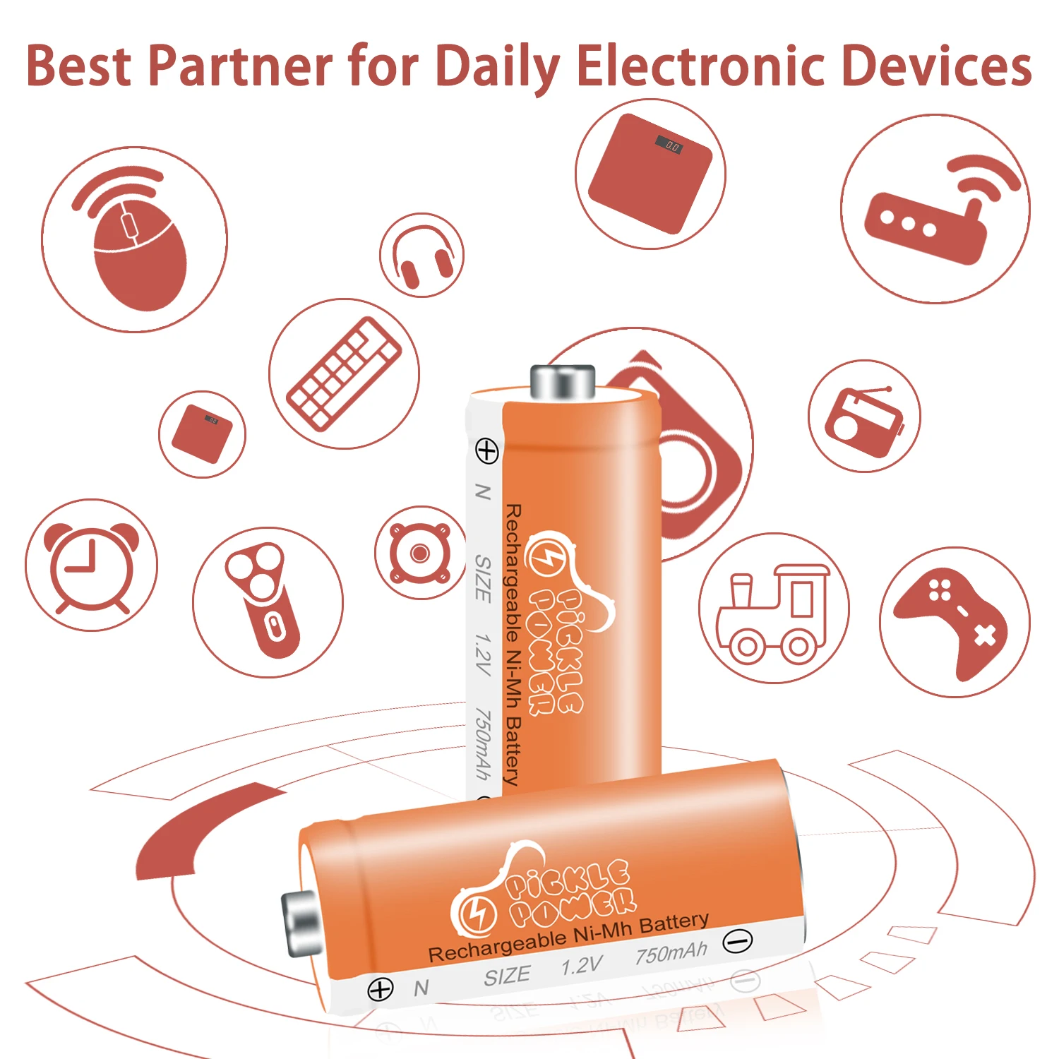 بطارية 1.2 فولت 750mAh N حجم LR1 لمشغل MP3 التحكم عن بعد اللعب على مدار الساعة