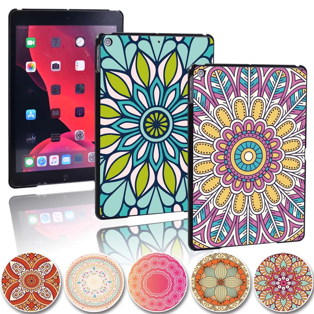 

Printed Mandala Drop Resistance Cover for Apple IPad 8 2020 10.2 Inch Hard Shell Multicolor Slim Tablet Case + Pen