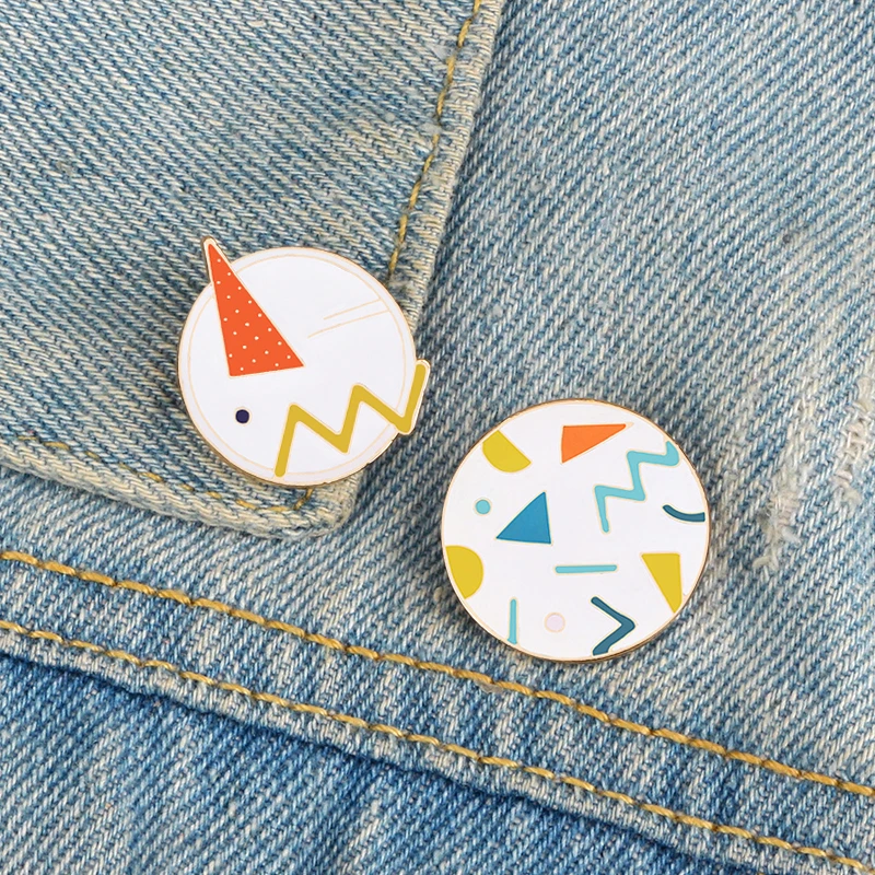 Colorful Geometric Brooch Cute Chick Shape Round Badge Cartoon Creative Enamel Pins Jewelry Coat Jackets Backpack Lapel Pin Gift