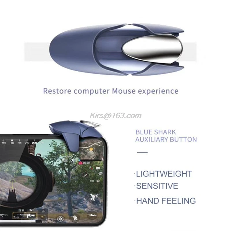 Blue Shark Mobile Phone Press-Type Auxiliary Fire Key Button Gamepad Joystick Controller L+R Metal Trigger for PUBG Gamepads New