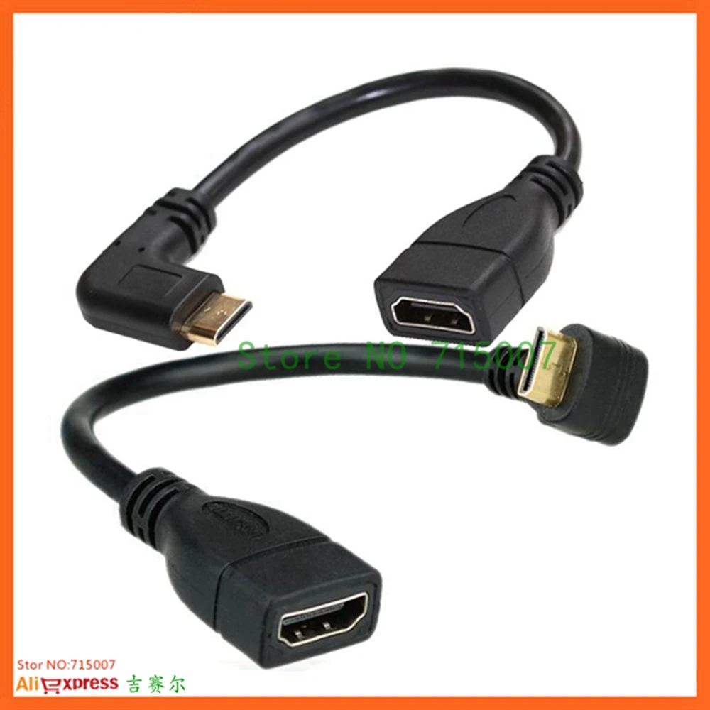 10cm Cable HDMI-compatible to HDMI Female Adapter Mini Micro HD 90 Degree Right Angle Male to HD AF Extension cord