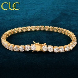 Tennis Link Bracelet For Men Gold Color 1 Row Cubic Zirconia Chain Hip Hop Jewelry 3mm 4mm