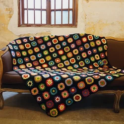 Handmade original Crochet blanket Hand hooked crochet blanket cushion felt pastoral style