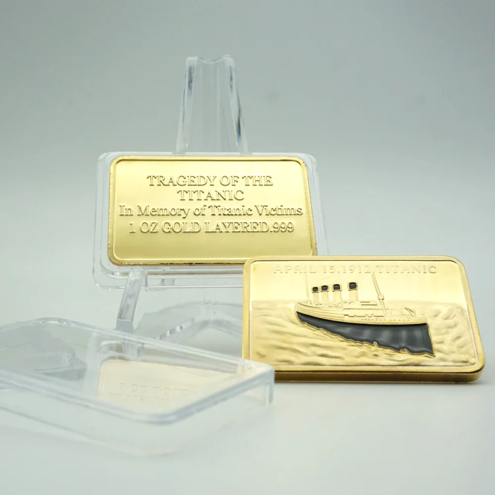 24K Gold Plated Titanic Souvenirn Commemorative 1 OZ gold layered .999 Bullion Bar Gift Home Art Collection Modern