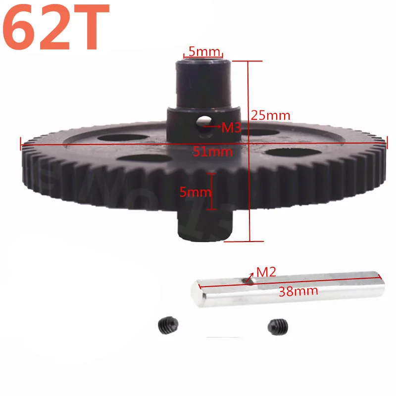 RC Cars 0015 Black Metal Spur Diff Main Gears Center Reduction Gear 62T Fit WLtoys 1/12 12428 12423 Crawler Short Course Truck