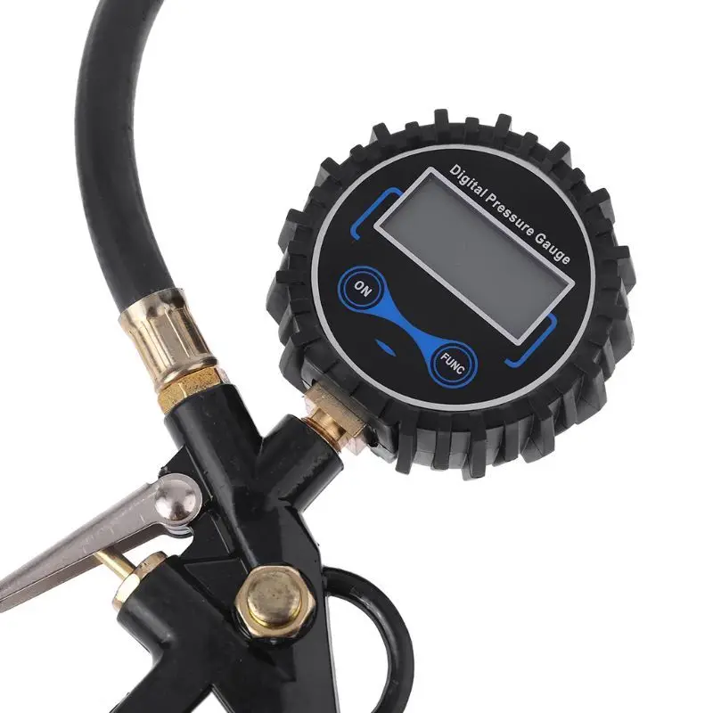 Car Truck Air Tire Inflator with Digital Pressure Gauge 200 PSI Air Chuck & Hose Pistol Type Automobile Pressure Gauge