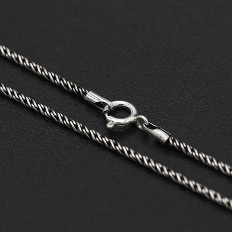 1/1.5/2mm Pure S925 Sterling Silver Men Women Rope Chain Necklace Thai Silver Classic twine Sweater Link  Accessory DIY Jewelry