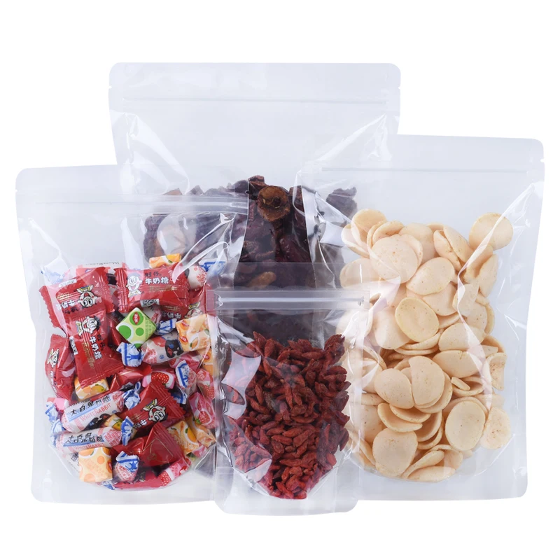 

1000pcs 14 Size Clear Stand Up Bags Packaging for Dried Fruits Nuts Clear Food Grade Plastic Self Sealable Zipper Doypack bags