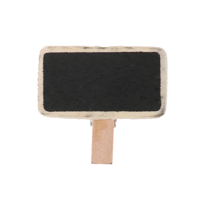 50pcs Mini Wood Blackboard  Message Slate Rectangle Clip  Panel Card Memos Label Digit Table