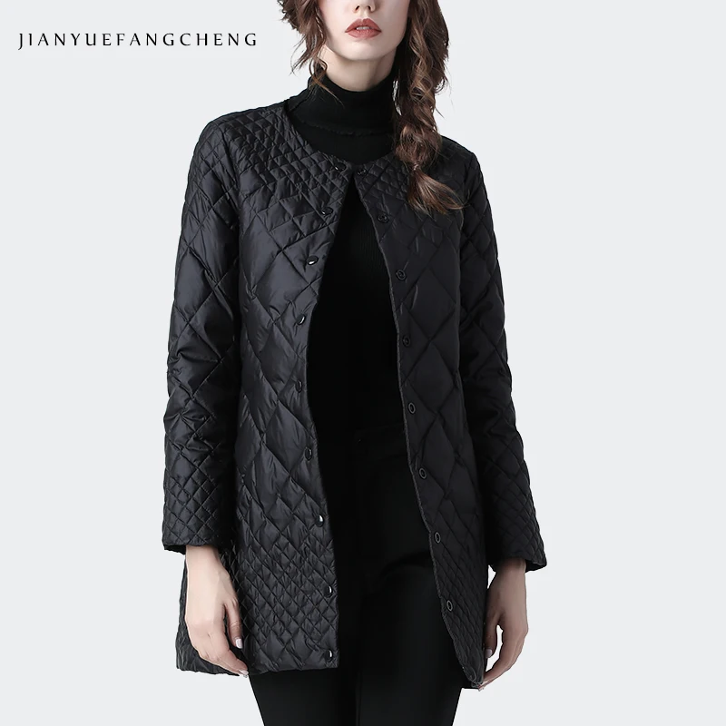 Women Winter Long Black Coat White Duck Down Jackets Warm Thicken Lightly Plus Size Top Fashion Outwear Thigh-Length Down Coats