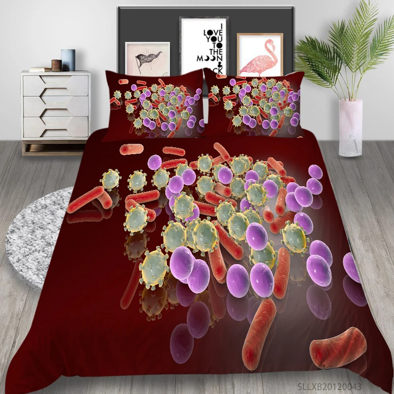 Microorganism 3D Bedding Set Queen Size Duvet Cover Set Soft Breathable King Queen Full Double 2/3 Pcs Bedroom Decor