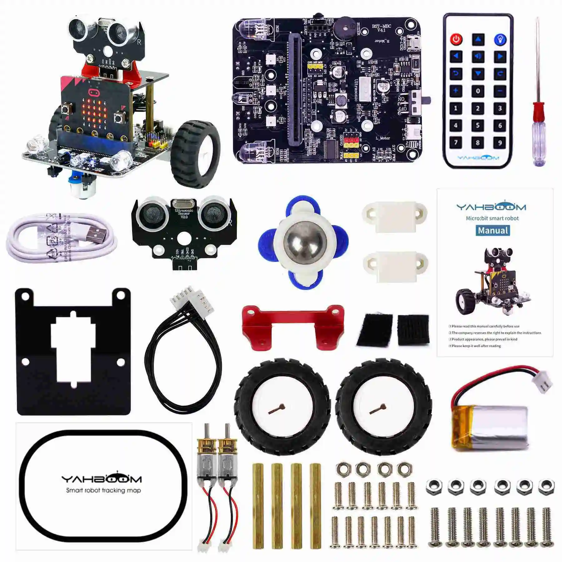 Yahboom Programmable Robot Smart Car for Kids Gift Education DIY Learning Coding Kit APP IR Control Compatible with Microbit V2