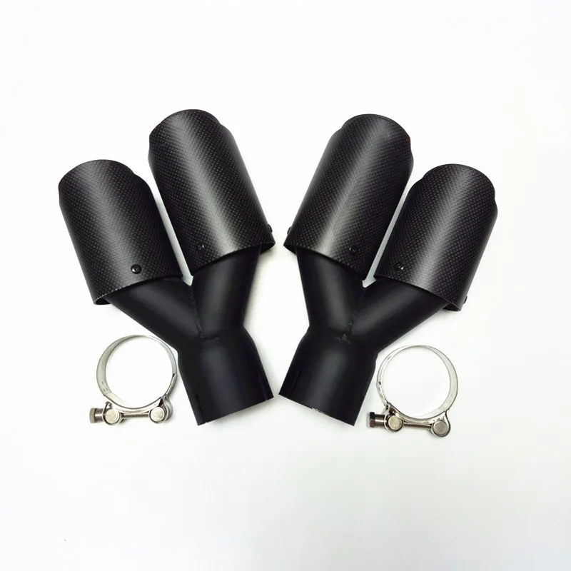 One Pair Y Model Matte Black Car Accessories Exhaust Pipe Muffler Tip Carbon Fiber Rear Diffuser Tailpipe Nozzles