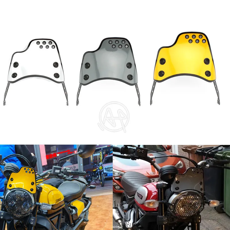 3colors Motorcycle Windshield Wind Shield Protection Flyscreen For Ducati Scrambler 2015 2016 2017 2018 2019 2020 2021