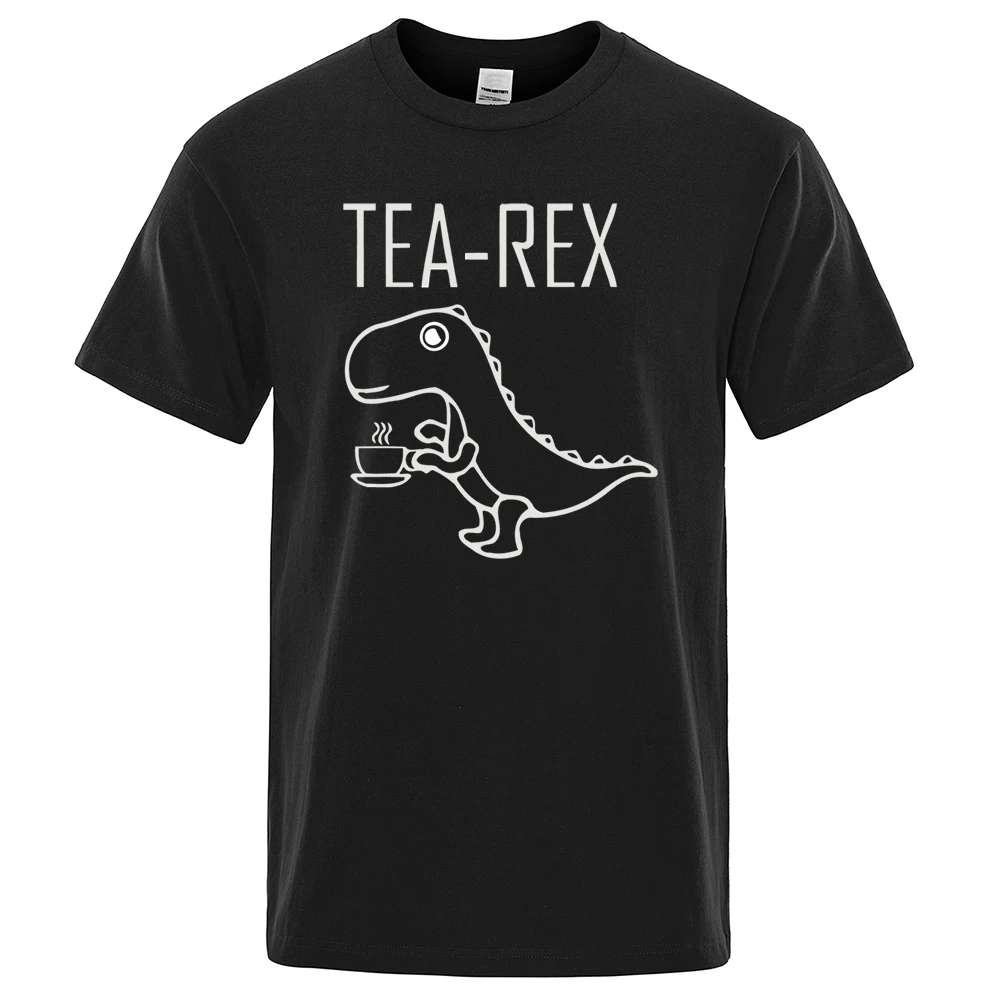 Men Women T-Shirts Tea Rex Funny Dinosaur Drink Coffee T Shirts Fashion Casual TShirt High Quality Streetwear Tops Tee Shirt