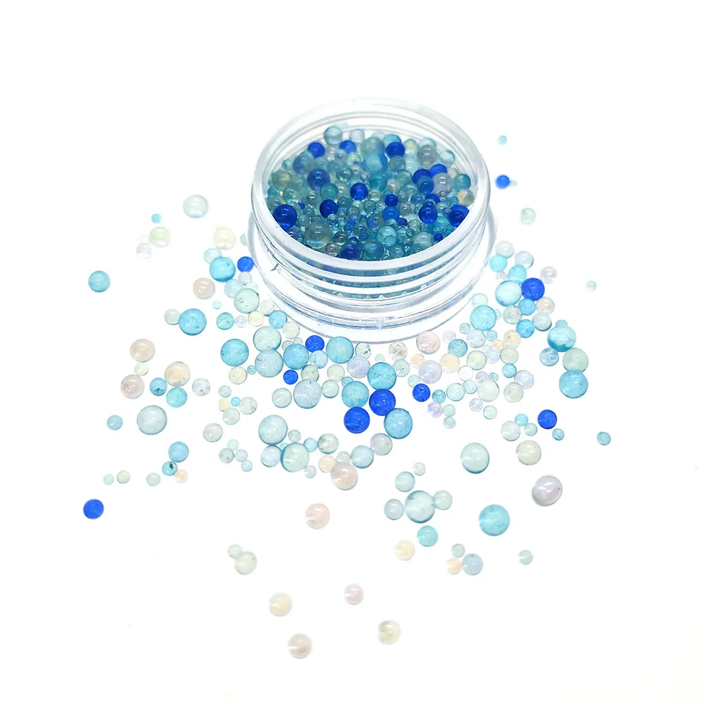 Cuentas de burbuja de Caviar AB transparente para decoración de uñas, Mini diamantes de imitación de tamaño mixto, 5g, 0,4-3MM, DIY