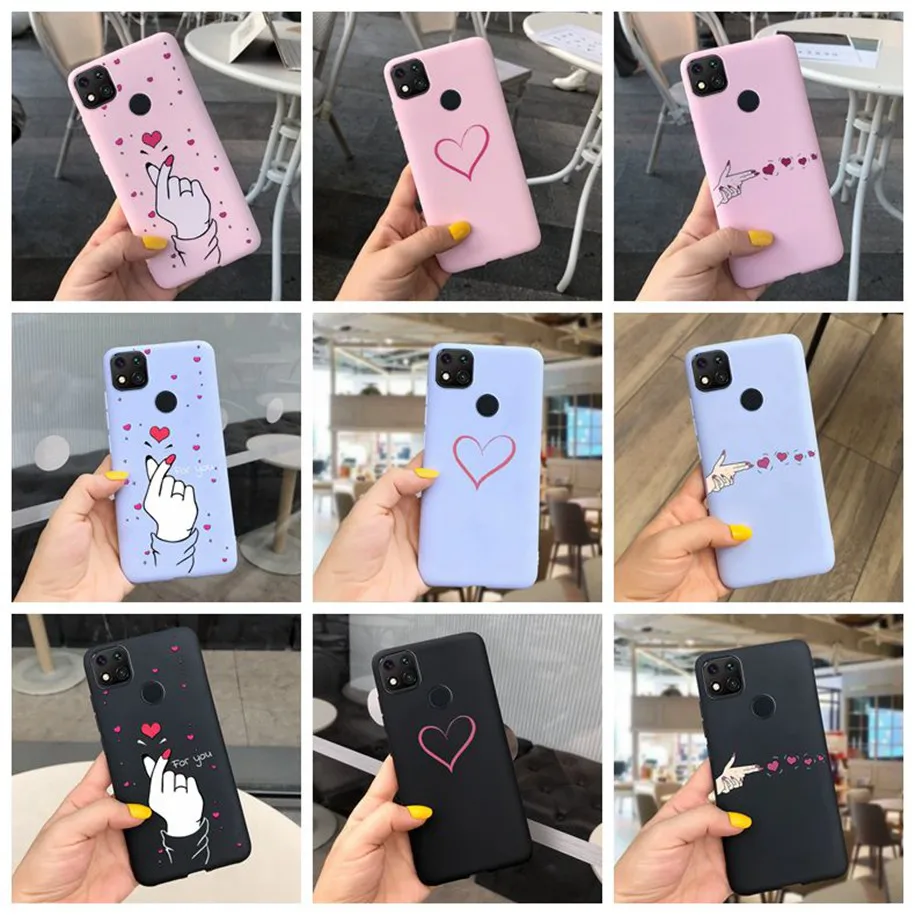 For Cover Xiaomi redmi 9C NFC Case Lovely Heart Silicone Phone Back Cover For Redmi 9C Cartoon Case Bumper Redmi9 9C Soft Shells