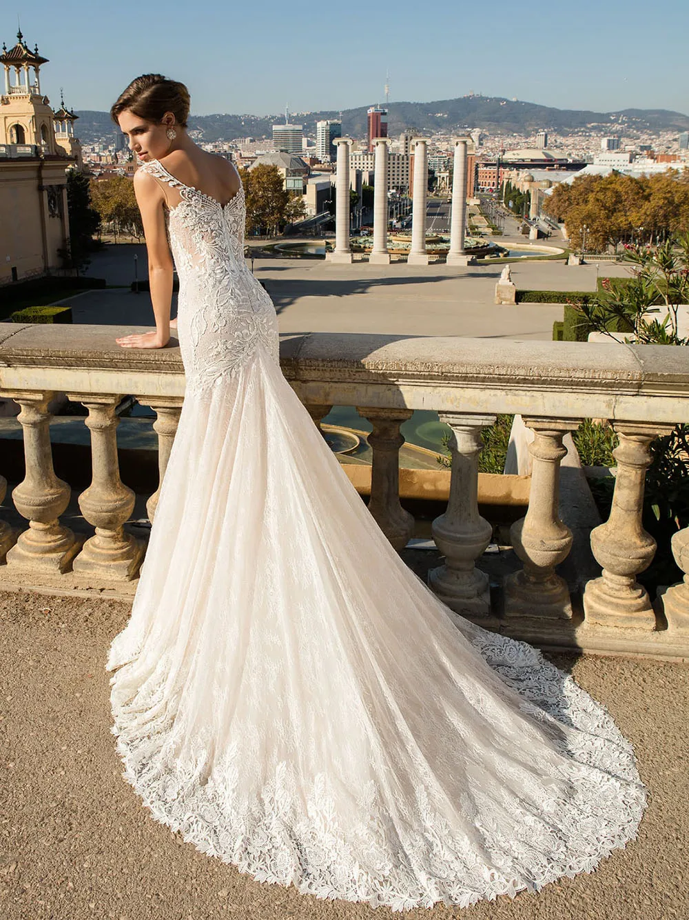 Vestido de novia de tul con cuello redondo, hombros descubiertos, sirena con cremallera, Apliques de encaje, ropa de boda elegante, 2021