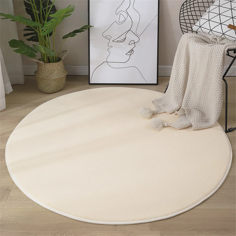 2022 Hot Sell Round Coral Velvet Carpet Color Water Absorption Sofa Carpet Memory Foam Bedroom Living Room Children rug Yoga Mat