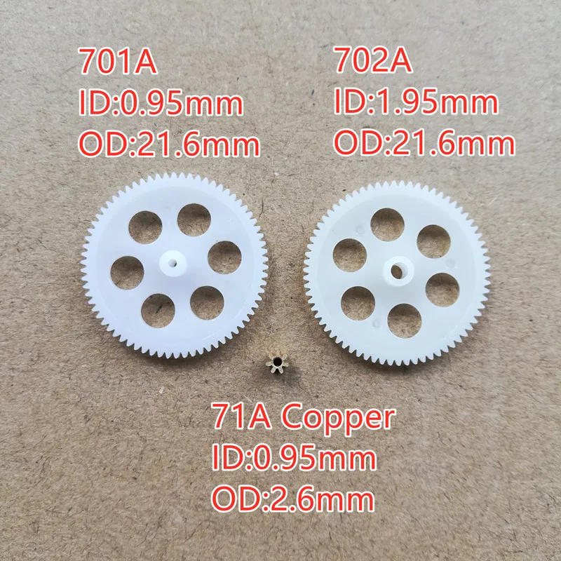 

Fine Toy Rc Helicopter Gears Mixed 3pcs 701A +702A+71A Metal Copper Gears 0.3M Rc Model Plane Slow Down Copper + Plastic Gears