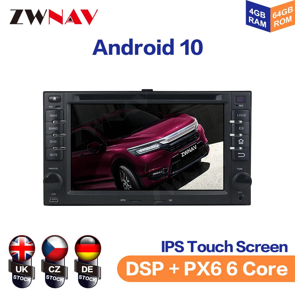 zwnav 2 din Android 10.0 car dvd for KIA SORENTO MAGENTIS SPORTAGE MORNING CEED RIO CERATO 2005-2010 KIA universal