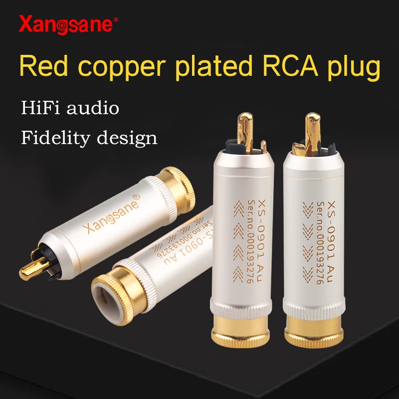 Xangsane 1 zestaw 4 sztuk czerwona miedź pozłacane 10u RCA wtyk audio kabel sygnałowy wzmacniacz mocy hifi audio wyjście kabla