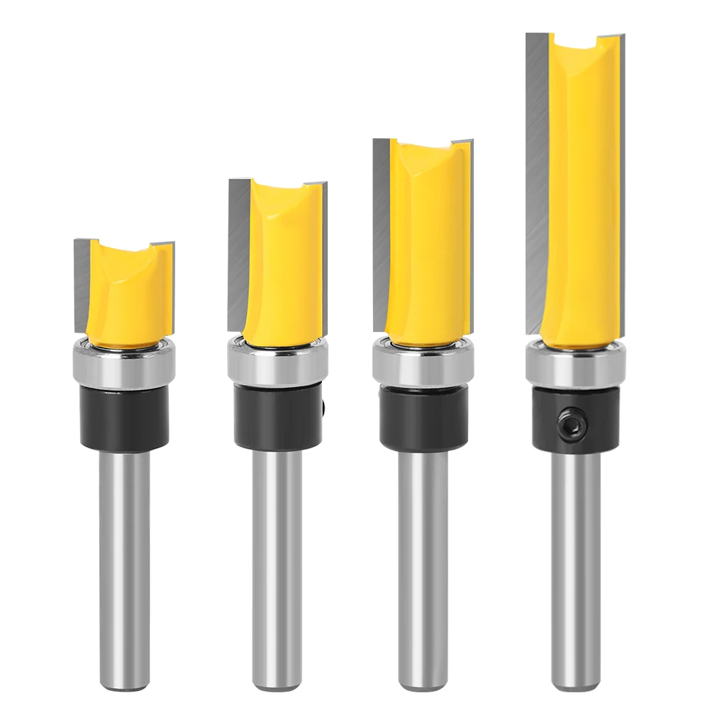 4PCS 1/4 In 6mm Shank Cutter Router Bit Trimming Woodworking Milling Cutter Dual Blades