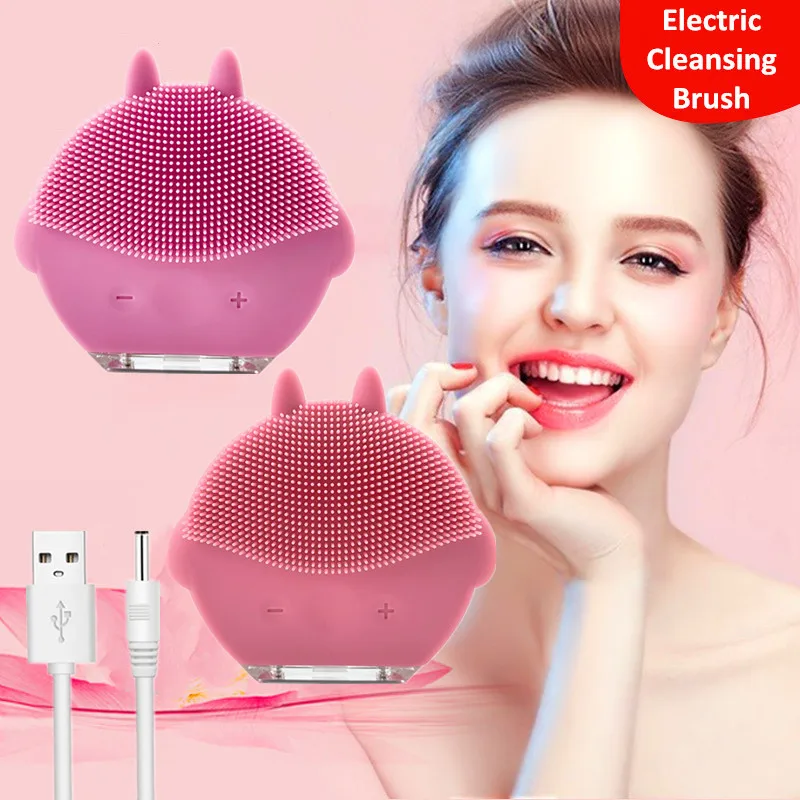 Face Cleansing Brush Deep Pores Cleansing Skin USB Mini Facial Massager Waterproof Face Cleanser Beauty Machine Silicone Brush