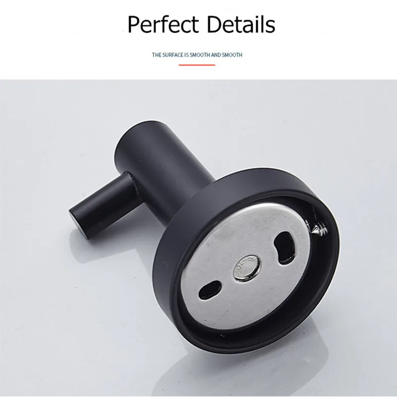 Black Wall Hook Stainless Steel Bathroom Hook Hanger Robe Towel Clothes Hooks Bathroom Hardware