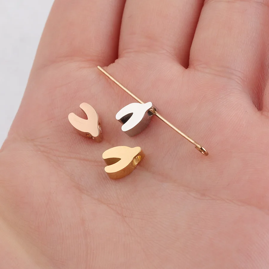 

Бусина из полированной нержавеющей стали с маленьким отверстием, кость желаний, счастливый шарм, браслет «сделай сам», ожерелье, изготовление ювелирных изделий, 5,5x8 мм, 20 шт.