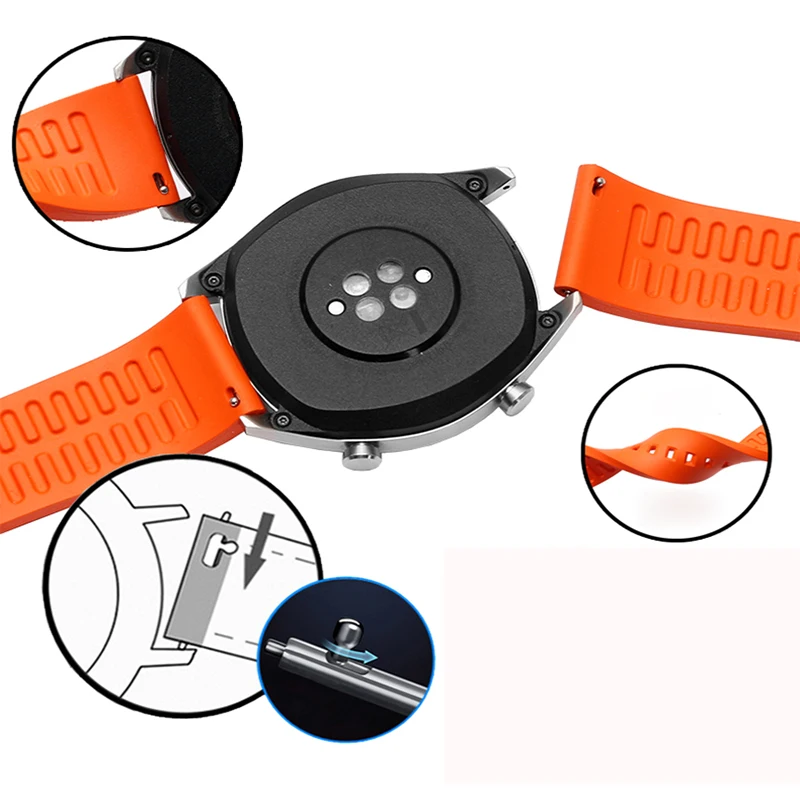 Bracelet en caoutchouc pour Huawei watch GT2 PRO, en Silicone souple, 22mm