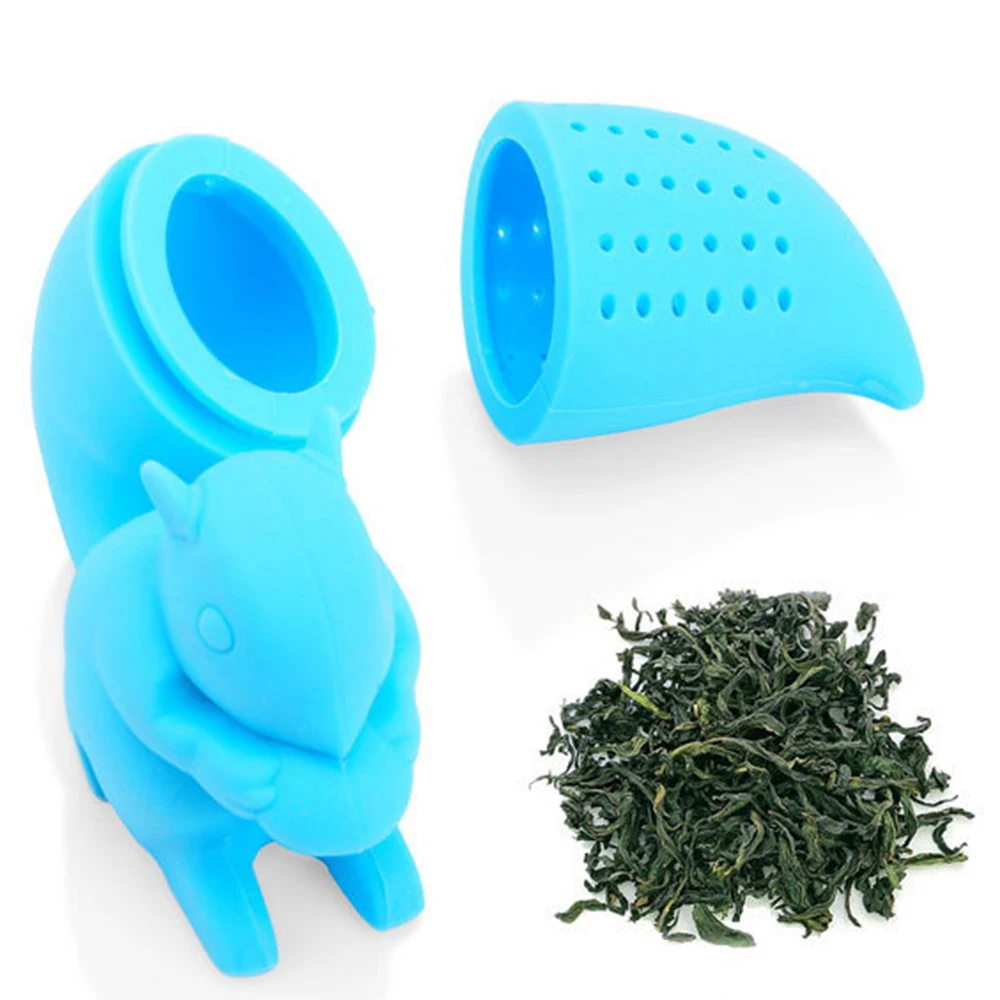 Tea Infuser Silicone Cute Squirrel Shape Tea Coffee Loose Leaf Strainer Bag Mug Filter Teapot Teabags Drinkware