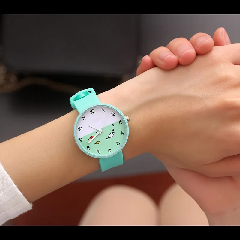 UTHAI BK46 Jelly Silicone Lady Girl Student Korean Style Simple Trend Shu Xia Cute Junior High School Student Watch