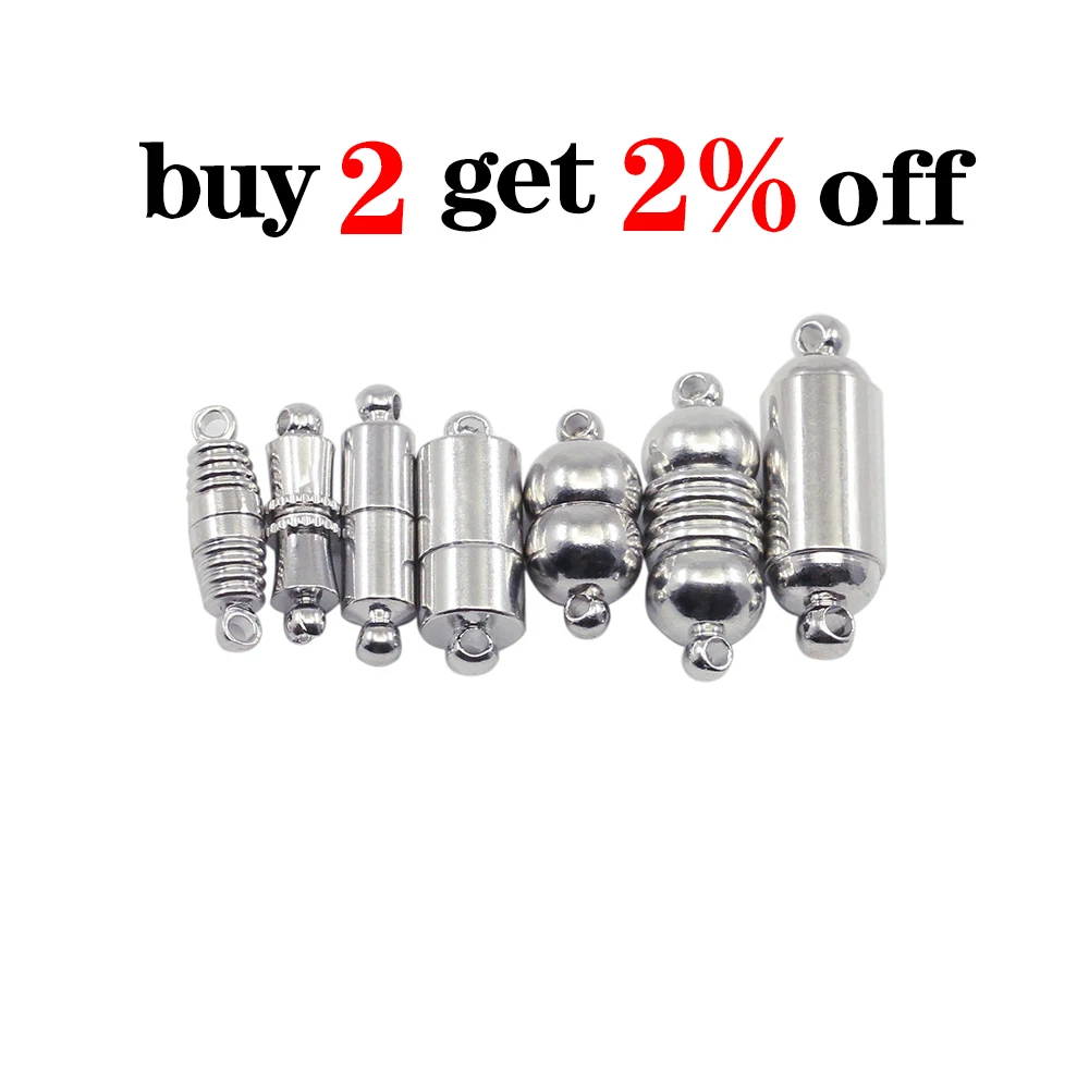 10pcs/lot Rhodium Color Magnetic Clasps Stainless Steel For Leather Bracelets Necklace Connectors Jewelry Findings Making DIY image 2