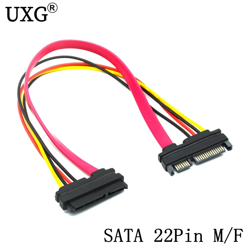 SATA Extender Cable 22Pin Male to Female 7+15 Pin Serial ATA SATA Data Power Combo Extension Cables Cord 30CM 1ft