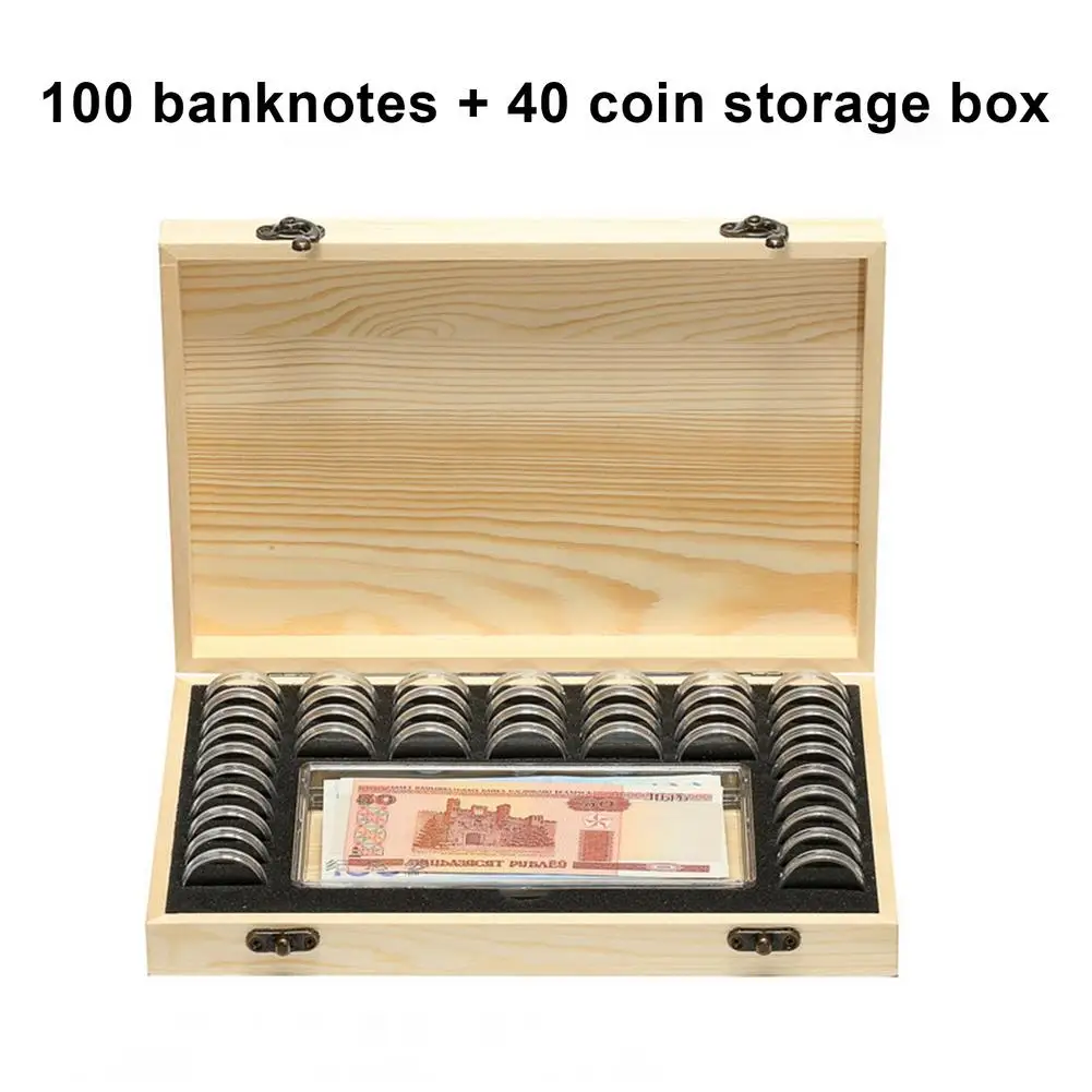 Banknotes and Coins Protection Storage Box, Small Organizer, Adequado para Armazenar 40 Coins, + 100