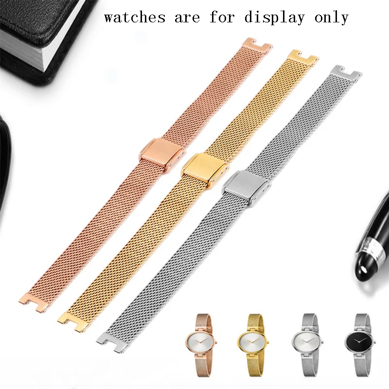 

10mm*4.5mm Milan Fine Steel Wristband Silver Golden Strap For CK K8G236 K8G231 K8G235 K8G23146 Women's Watch Chain