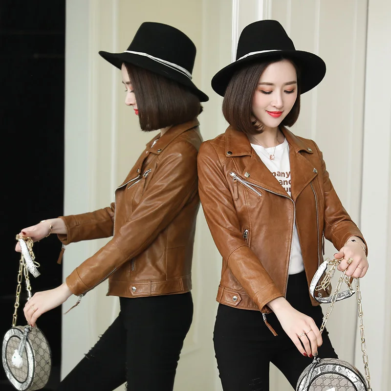 100% Genuine Leather Jacket Women Clothes 2019 Korean Montone Biker Real Sheepskin Coat Female Short Jacket Hiver SD3365