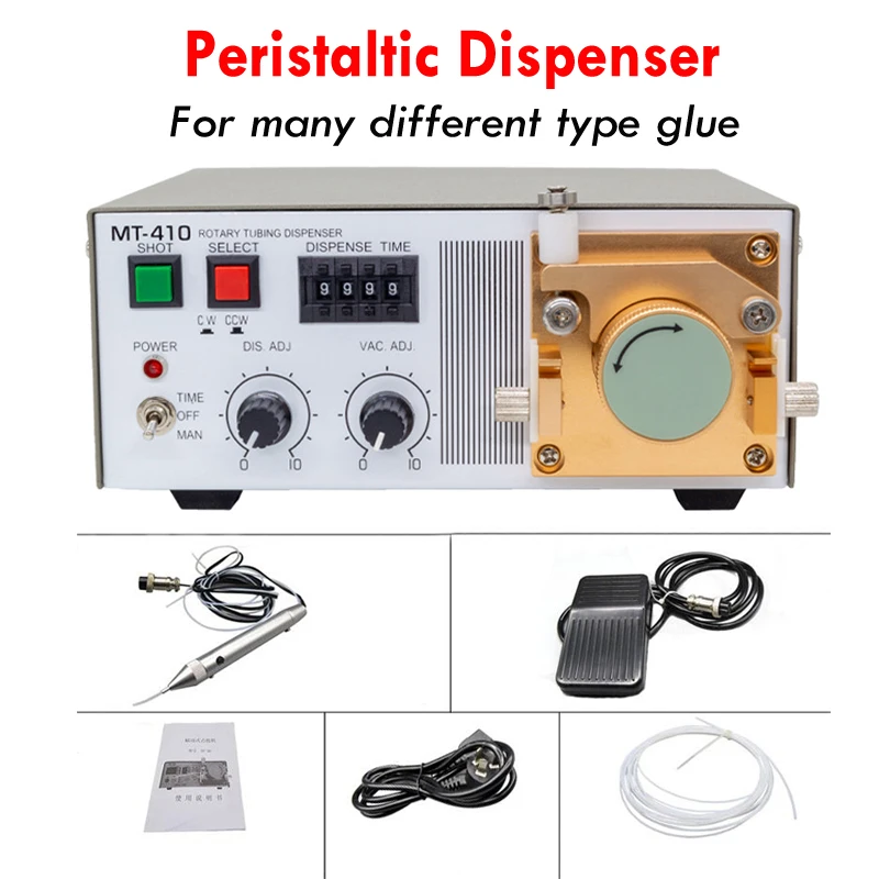 

MT-410 Peristaltic Glue Dispenser Original Auto Solder Paste Dispensing Machine Fluid Flux Dropper For 502 Instant Quick-Drying