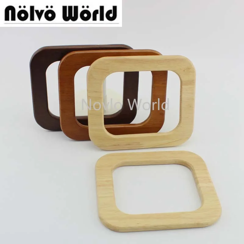 4-10 Pieces,4 colors 15*13cm Solid Wood square shaped handles for bags,Wooden Purse Hand Bag Handles