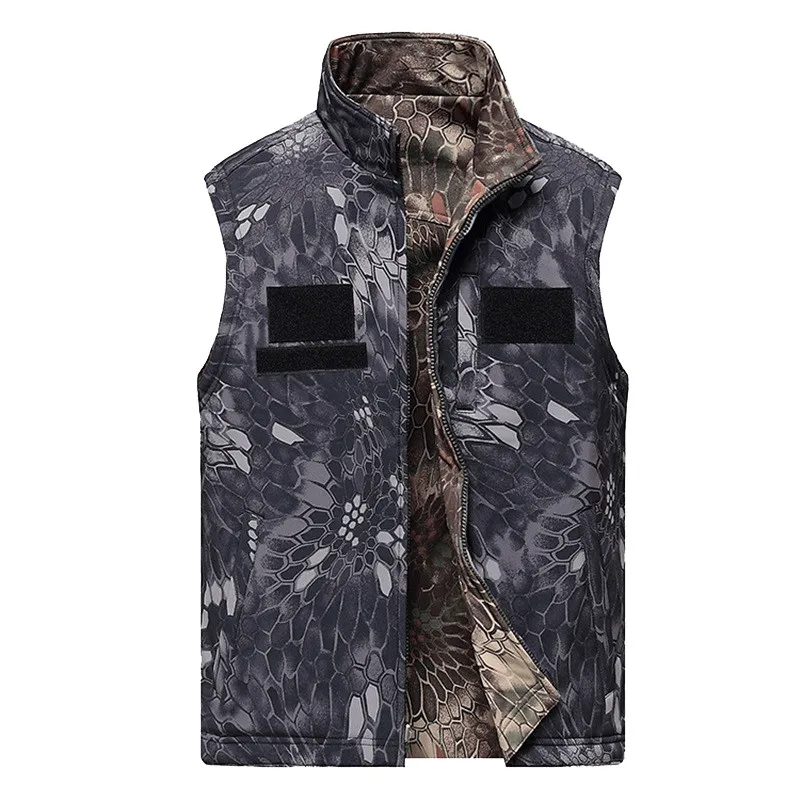 Camouflage Reversible Vest Sleeveless Jacket Coat Outdoor Hunting Fishing Sports Double Face Soft Shell  Waistcoat Tops