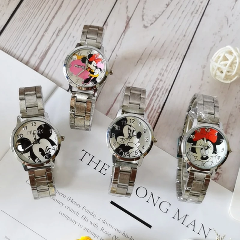 Selling Disney Mickey Minnie Ms Men Watch fashion Casual Stainless steel quartz watch girl gift Relogio Masculino Men\'s watch