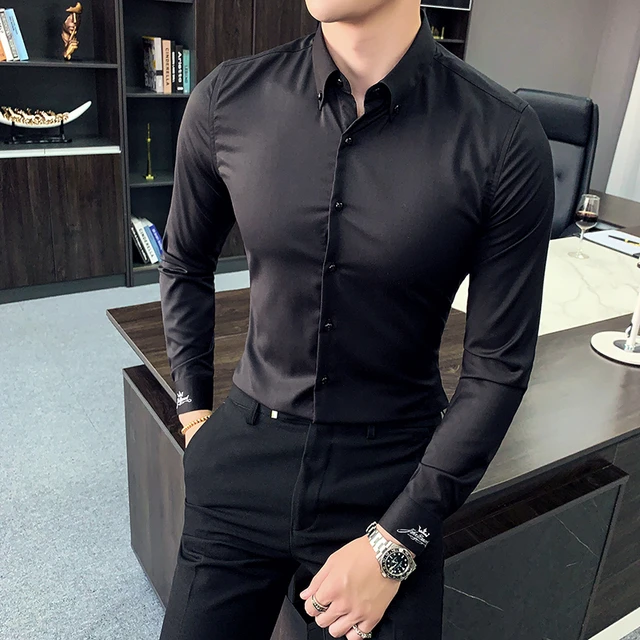 Camisas negras de vestir hombre sale