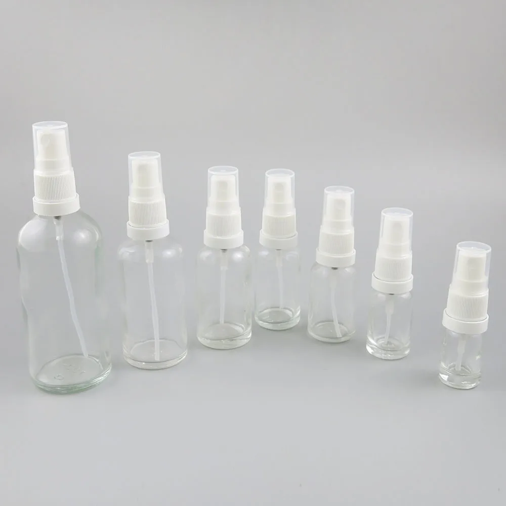 12 x Empty Clear Glass Essential Oil Bottle with Tamper Evident Mist Sprayer  50ml 100ml 1oz 10cc