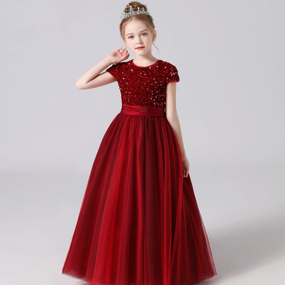 Dideyttawl-vestidos de flores personalizados para niña, vestidos de boda para dama de honor, lentejuelas de tul hinchadas, fiesta de cumpleaños, desfile, princesa