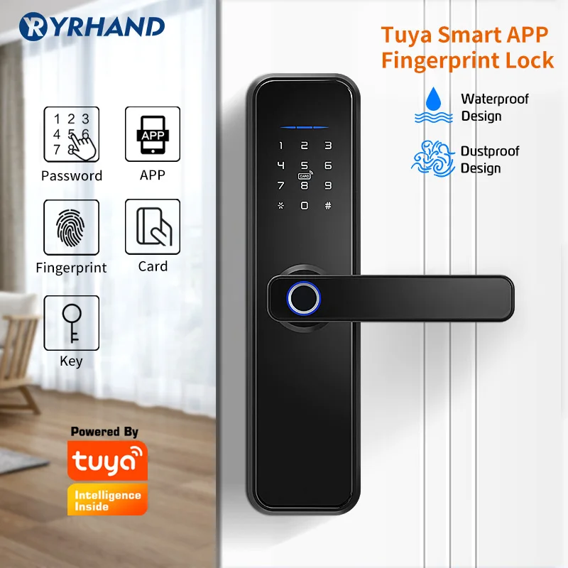 cerradura intelige Eight languages X5 Waterproof Tuya Fingerprint Intelligent WiFi APP Password Electronic smart door lock